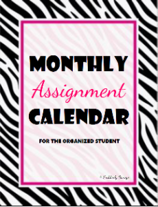 Monthly Assignment Calendar